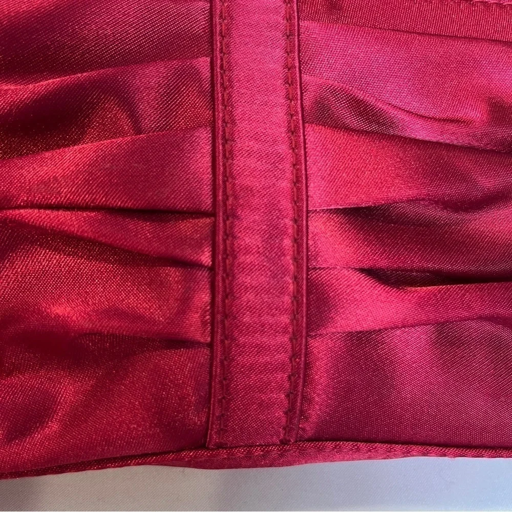 LANCOME Red Satin Pleated Makeup Pouch or Evening Clutch Bag Date Night Formal